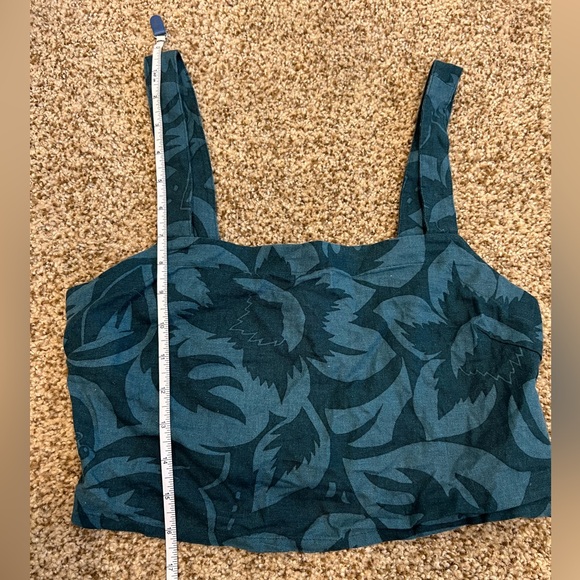 Madewell NWT ladies S linen blend crop top in green - Picture 4 of 7
